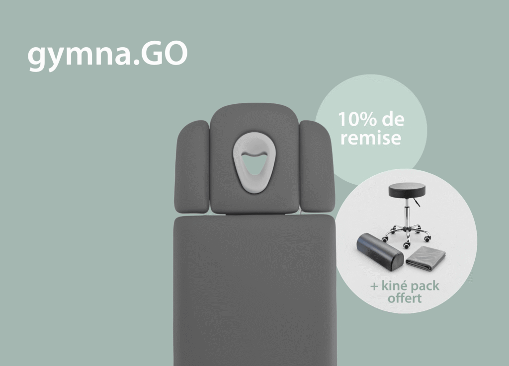 gymna.GO – Table de massage _ 10 % de remise + Pack Kiné offert